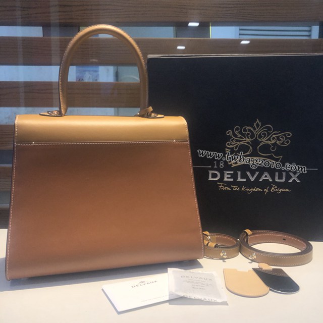 Delvaux比利時專櫃春夏新款焦糖拼色大號手袋女包 德爾沃專櫃Box牛皮brillant手提肩背女包 bxs1115